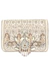 Buy_Fuchsia_Gold Embroidery, Sequins Sunrise Silk Clutch _at_Aza_Fashions