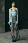 Buy_Akhl_Blue Viscose Collared Spectrum Chiffon Blouse Shirt _at_Aza_Fashions