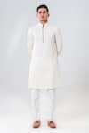 Buy_Amrit Dawani_Ivory Cotton Silk Embroidered Lakhnavi Kurta With Pant _at_Aza_Fashions