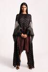 Buy_Kritika Murarka_Black Cotton, Modal Satin, Organza Silk Lotus And Vintage Drawstring Dress _at_Aza_Fashions