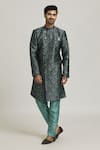 Buy_Adara Khan_Blue Sherwani Banarasi Jacquard Woven Swirl Pattern With Pant_at_Aza_Fashions