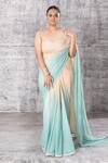 Buy_Cedar & Pine_Pink Georgette Sequin, Crystals And Bead Work, Ombre Saree With Corset Blouse_at_Aza_Fashions