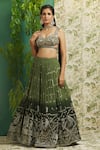 Buy_Alaya Advani_Green Georgette Printed And Embroidered Bandhani Sweetheart Ombre Lehenga Set _at_Aza_Fashions