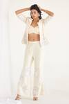 Buy_Koashee By Shubitaa_White Silk Embroidery, Sequins Collared Floral Jacket Pant Set _at_Aza_Fashions