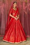 Buy_Shyam Narayan Prasad_Red Brocade, Net Tassels, Embroidery, Applique And Thread Work Bridal Lehenga Set _at_Aza_Fashions