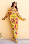 Buy_Gulabo Jaipur_Yellow Muslin Printed Floral Notched Shirt Pant Set _at_Aza_Fashions