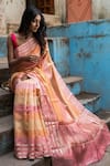 Buy_TaBa Kashi By Artika Shah_Multi Color Moonga Dyed Rangkat Saree  _at_Aza_Fashions