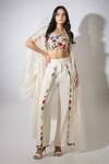 Buy_Pallavi Jaipur_Ivory Cape Satin Organza, Crop Top And Pant Linen Satin, Lining Shantoon Set_at_Aza_Fashions