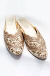 Buy_Foot Fuel_Cream Embroidery Vellichor Mule Block Heels _at_Aza_Fashions