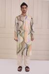 Buy_Shwetanga_Ivory Organic Cotton Printed Abstract Kurta And Pant Set _at_Aza_Fashions