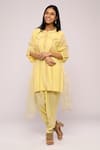 Buy_MAYU KOTHARI_Yellow Satin Modal Hand Embroidered Latkans Hem Patiala Pant  _at_Aza_Fashions