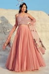 Buy_Nikita Vishakha_Pink Organza, Net, Jacquard, Chiffon Embroidery, Hand Mesh Blouse Lehenga Set _at_Aza_Fashions