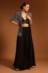 Buy_Sejal Kamdar_Black German And Pure Crape Print & Jacket & Pant Set  _at_Aza_Fashions