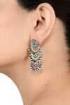 Shop_Tribe Amrapali_Multi Color Enamel Gowri Ghungroo Layered Earrings _at_Aza_Fashions