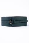Buy_Trov_Green Luca Leather Buckle Belt _at_Aza_Fashions