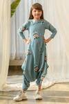 Buy_Pasha India_Green Linen Printed Floral Dhoti Jumpsuit _at_Aza_Fashions