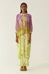 Buy_Amka_Green Crepe Embroidery Round Neck Juhu Floral Print Kurta With Pant_at_Aza_Fashions