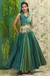 Buy_Alaya Advani_Green Muslin Silk And Embroidery Floral Straight Blouse & Lehenga Set _at_Aza_Fashions