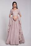 Buy_Suruchi Parakh_Pink Crepe Embroidered Cutdana Square Neck Sequin Embellished Lehenga Set _at_Aza_Fashions