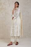 Buy_Sue Mue_Off White Handwoven Pure Chanderi Embroidered Patchwork Aima Kurta Pant Set _at_Aza_Fashions