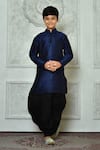 Buy_Petite Pomme_Blue Silk, Polyester, Cotton Plain Kurta And Black Dhoti Pant Set _at_Aza_Fashions