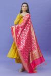 Shop Naintara Bajaj Pink Brocade Embroidery Banarasi Floral Vine Pattern Dupatta at Aza Fashions Shop_Naintara Bajaj_Pink Brocade Embroidery Banarasi Floral Vine Pattern Dupatta _at_Aza_Fashions