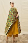 Buy_Samyukta Singhania_Multi Color Cotton Silk Embroidered Phulkari Geometric Work Dupatta _at_Aza_Fashions