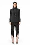 Buy_Rohit Gandhi + Rahul Khanna_Black Georgette Embroidery Mandarin Collar Embellished Top _at_Aza_Fashions