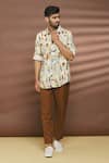 Buy_Linen Bloom_Multi Color 100% Linen Pisa Print Shirt _at_Aza_Fashions
