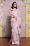 Buy_Shilpi Gupta_Pink Organza Embroidery Resham Thread Work Round Saree With Blouse  _at_Aza_Fashions