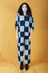 Buy_Banana Labs_Black Cotton Collared Checkerboard Print Pant Set _at_Aza_Fashions