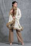 Buy_Dusala_Off White Handwoven Cashmere Fine Wool Lotus Design Swarovski Work Stole _at_Aza_Fashions