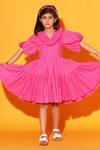 Buy Littlecheer Pink Cotton Ruffles Balloon Sleeve Tiered Dress at Aza Fashions Buy_Littlecheer_Pink Cotton Ruffles Balloon Sleeve Tiered Dress _at_Aza_Fashions