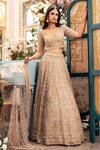 Buy_Kalighata_Gold Organza Sequins, Cut Work Metallic Embellished Bridal Lehenga Set _at_Aza_Fashions