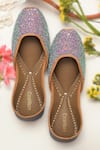 Buy_Coral Haze_Blue Fio Glitter Juttis _at_Aza_Fashions