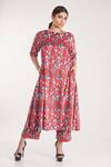 Buy_Pooja Bagaria_Red Velour, Velvet Boat Neck Floral Printed Kurta Set _at_Aza_Fashions