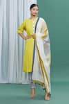 Buy_BANANA labs_Yellow Cotton Printed Stripes Round Straight Kurta Set _at_Aza_Fashions