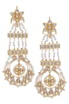 Shop_Just Shradha's_Pearl And Kundan Earrings_at_Aza_Fashions