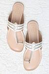 Buy_Sandalwali_White Lexie Leather Braided Kolhapuri Sandals_at_Aza_Fashions