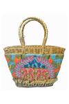 Buy_Gin & Tonic_Beige 3d Beads Flamingo Embellished Woven Beach Bag _at_Aza_Fashions