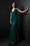 Buy_Rohit Gandhi + Rahul Khanna_Green Tulle Lining Vis Crepe Embellishment Sequin And Supernova Beaded Gown _at_Aza_Fashions