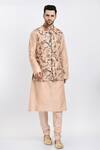 Buy_Samant Chauhan_Peach Vegan Leather Printed Garden Bundi And Kurta Set _at_Aza_Fashions