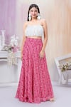 Buy_Amani_Red Crop Top Semi Stretch Embroidered Sequin Square Neck And Printed Skirt Set _at_Aza_Fashions