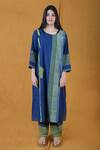 Buy_BANANA labs_Blue Cotton Printed Striped Round Flabber Twister Kurta And Pant Set _at_Aza_Fashions