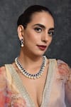 Shop_SWABHIMANN_Blue Sapphire Stone And Pearls Embellished Necklace Set _at_Aza_Fashions