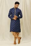 Buy_Aryavir Malhotra_Blue Handloom Cotton Printed Digital Motif Kurta _at_Aza_Fashions