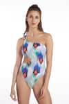 Buy_Kai Resortwear_White Ikat One Shoulder Dream Swimsuit  _at_Aza_Fashions