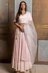 Buy_Monk & Mei_Pink Rayon Hand Embroidered Mallika Pastel Lehenga Set _at_Aza_Fashions