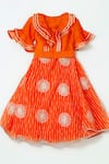 Shop_Shruti Jalan_Orange Crepe Silk Leheriya Pattern Lehenga And Ruffled Shirt Set _at_Aza_Fashions
