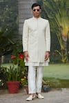 Buy_Bohame_Off White Achkan Jacket Georgette Embroidery Ahim Set_at_Aza_Fashions